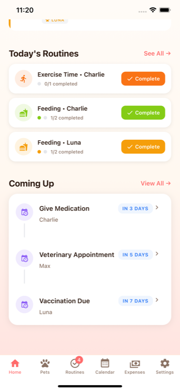 Pet Care 360 Routines